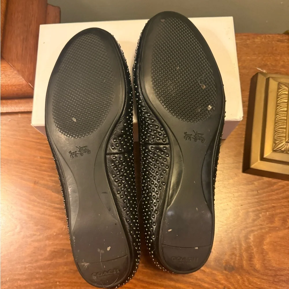 Coach Black Silver Studded Ballet Flats with Bow Size 8 - Picture 8 of 8